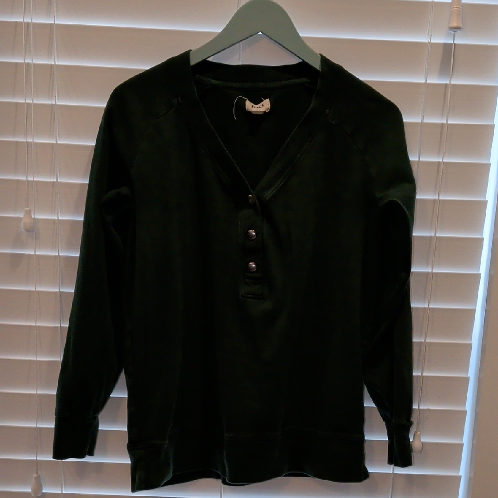 Pact Women's Deep Green V-Neck Sweater